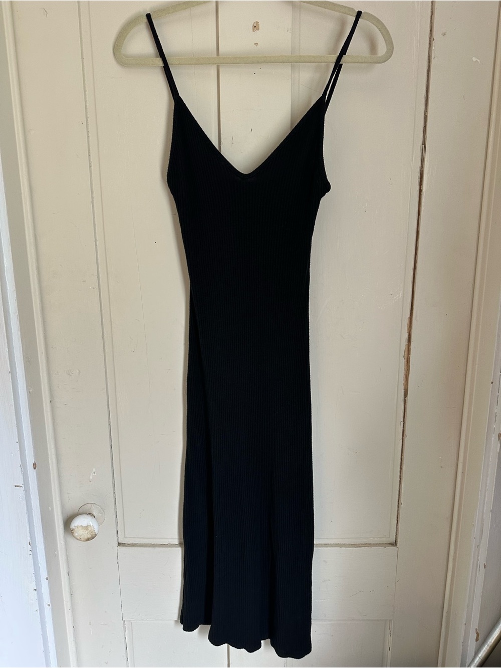 Brandy Melville Black Ribbed Maxi Slip Dress